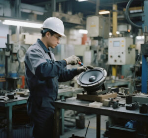 Speaker manufacturer assembling premium speaker units