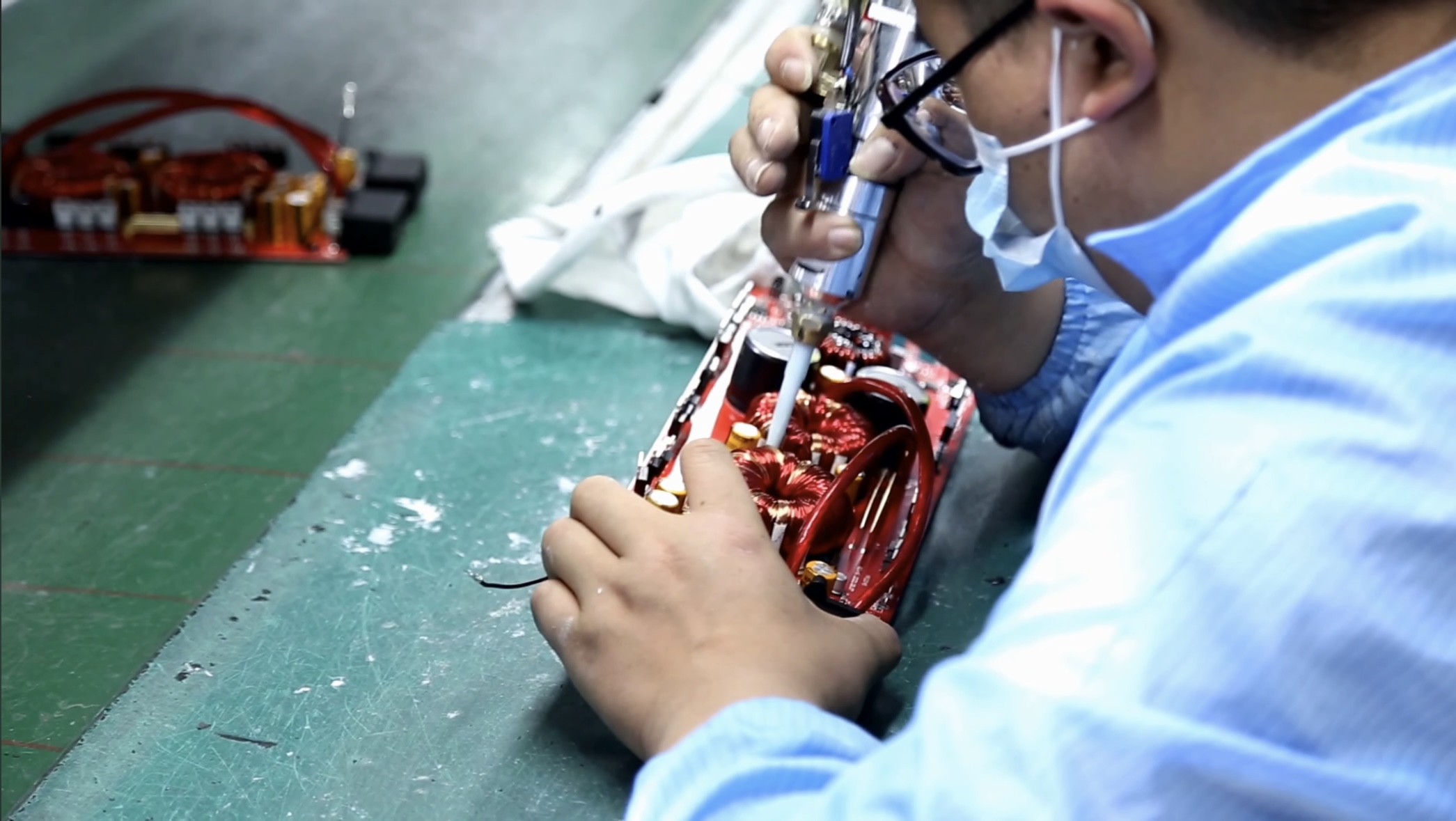 Professional speaker system on a concert stage.