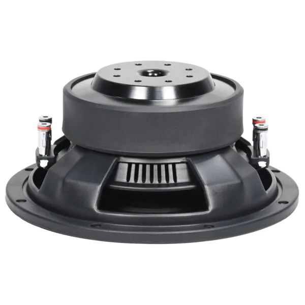 Car subwoofer installed in a trunk with powerful bass setup