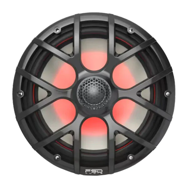 A close-up shot of a Marine Speaker grille and cone highlighting the UV-resistant material and sealed design.